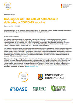 Briefing note medical cold chain